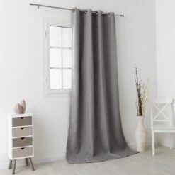 Rideau Obscurcissant Isolant (140 X H260 Cm) Boréal Gris Foncé -Eminza 58378 1601905856