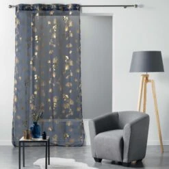 Voilage (140 X 240 Cm) Bloomy Bleu Marine