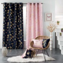 Rideau (140 X 260 Cm) Bloomy Bleu Marine
