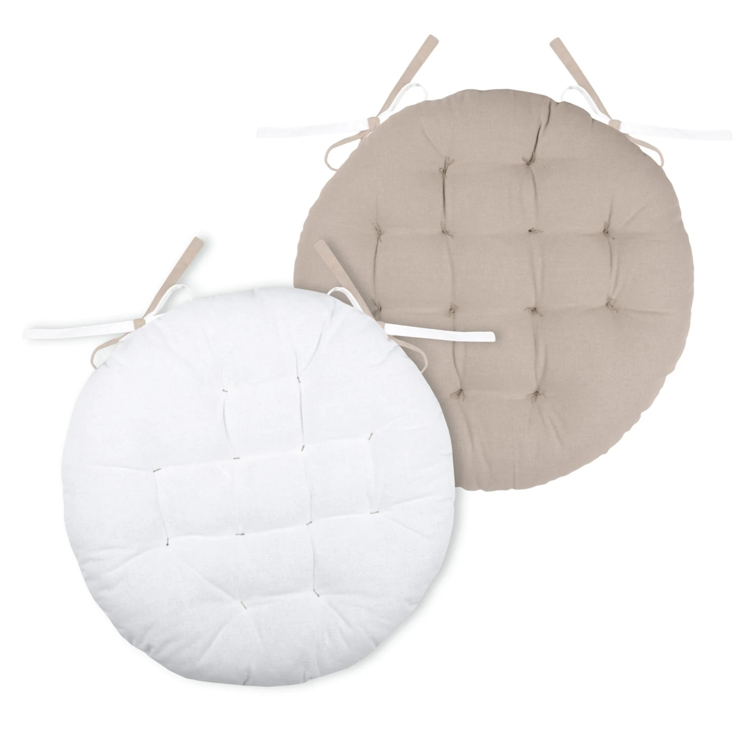 Coussin de chaise rond Duo Ecru Coussin De Chaise Rond Duo Ecru -Eminza 88507 1596112936