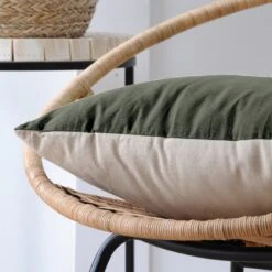 Coussin Carré (50 Cm) Duo Vert Kaki