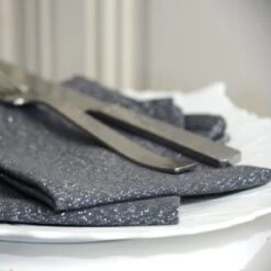 Lot De 3 Serviettes Etincelle Anthracite
