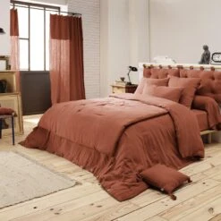 Coussin Carré Gaze De Coton (40 Cm) Gaïa Terracotta -Eminza 91423 1605604799