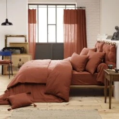 Coussin Carré Gaze De Coton (40 Cm) Gaïa Terracotta -Eminza 91423 1605604827