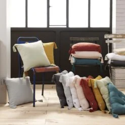 Coussin Carré Gaze De Coton (40 Cm) Gaïa Bleu Canard -Eminza 91429 1605604161