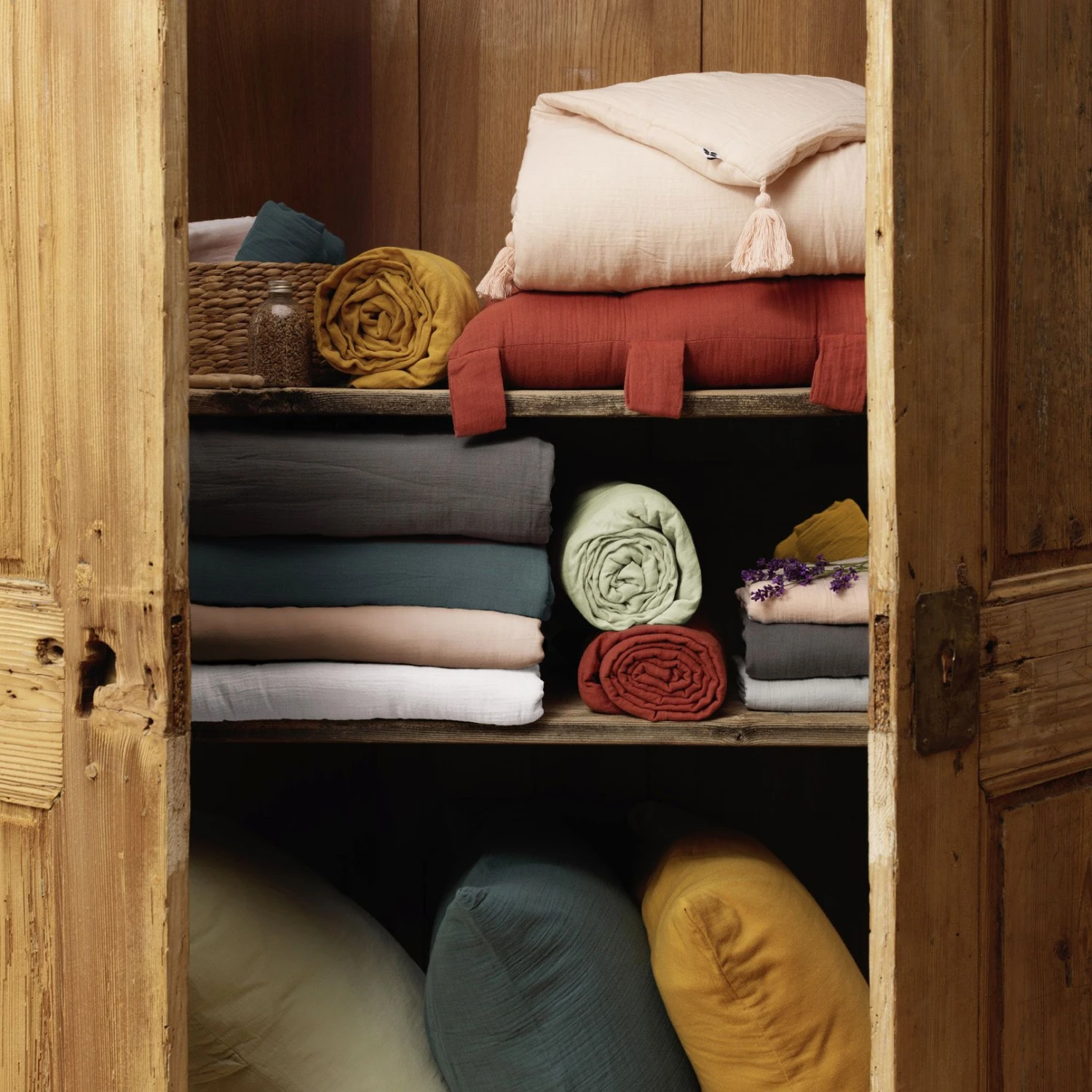 Edredon gaze de coton (90 x 200 cm) Gaïa Terracotta Edredon Gaze De Coton (90 X 200 Cm) Gaïa Terracotta -Eminza 91750 1605618522