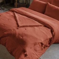 Edredon Gaze De Coton (150 X 150 Cm) Gaïa Terracotta