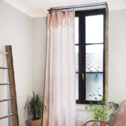 Rideau Gaze De Coton Ajustable (180 X Max 300 Cm) Gaïa Rose Poudré -Eminza 94777 1610710612