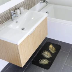 Tapis De Bain Microfibre Orbella Noir Et Or