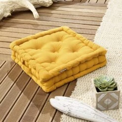 Coussin De Sol (40 X H10 Cm) Pixel Jaune Moutarde