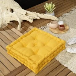 Coussin De Sol (50 X H10 Cm) Pixel Jaune Moutarde