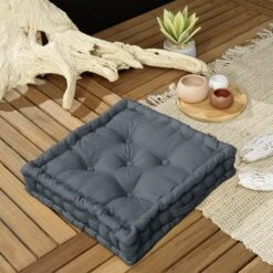 Coussin De Sol (50 X H10 Cm) Pixel Gris Anthracite