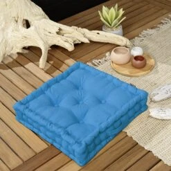 Coussin De Sol (50 X H10 Cm) Pixel Bleu Turquoise