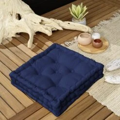 Coussin De Sol (50 X H10 Cm) Pixel Bleu Marine