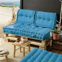 Kit Coussins Palette (L120 Cm) Pixel Bleu Turquoise