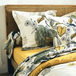 Taie D'oreiller Carrée Coton Lavé Toco Verte