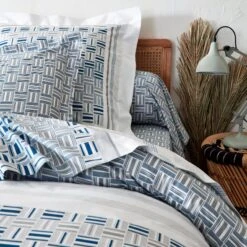 Taie D'oreiller Carrée Coton Diego Bleue