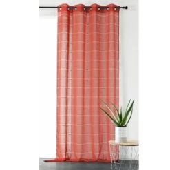 Voilage (140 X 250 Cm) Cordelette Rouge Brique -Eminza 99527 1620812241