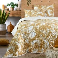 Couvre-lit Et Taies D'oreiller (260 X 240 Cm) Bamako Jaune Moutarde