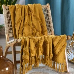 Jeté De Canapé Coton (150 Cm) Bamako Jaune Moutarde