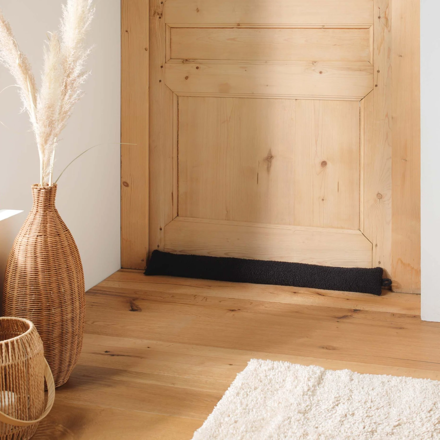 Coussin bas de porte bouclette Wooly Noir Coussin Bas De Porte Bouclette Wooly Noir -Eminza bas de porte 80 x 10 cm bouclette unie wooly noir 130390 1690362508