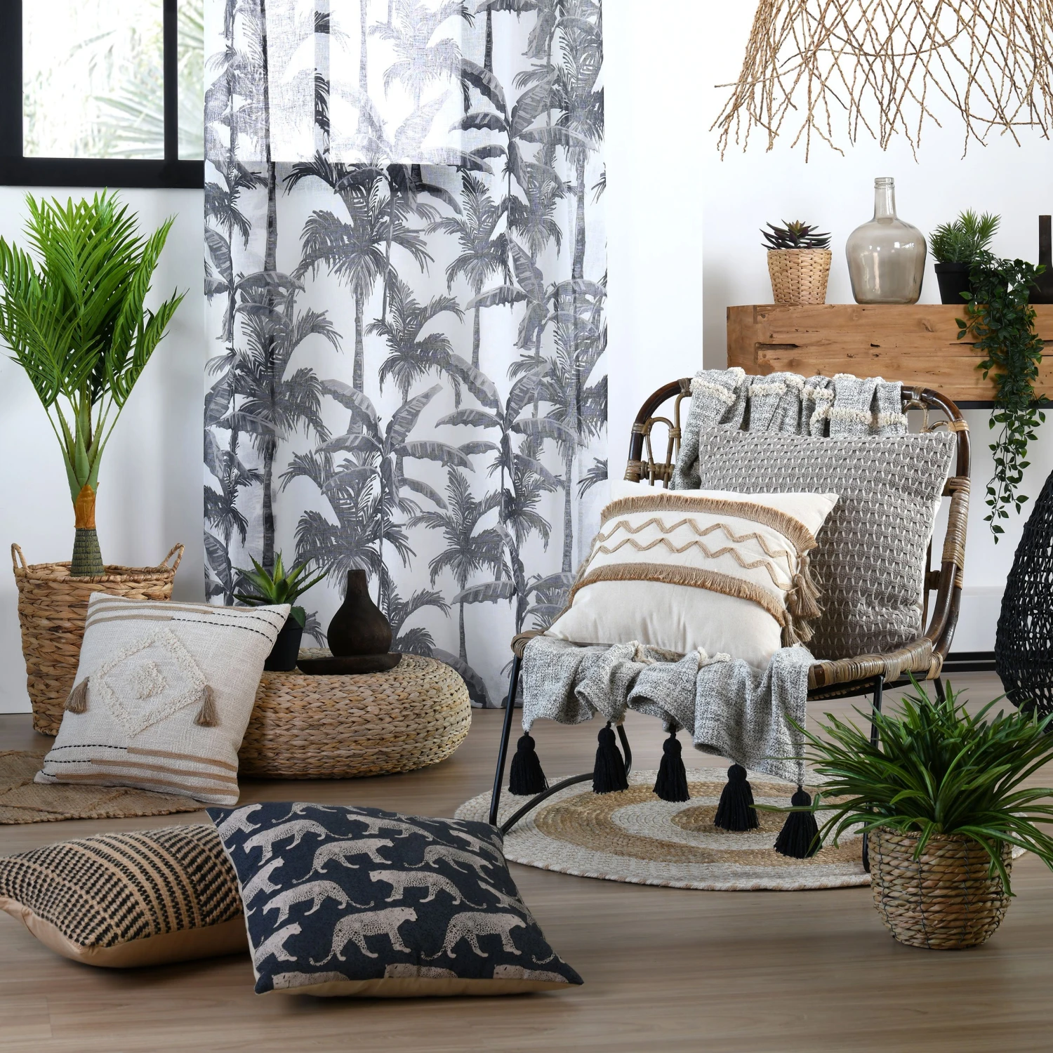 Coussin rectangulaire jute (50 cm) Benito Noir Coussin Rectangulaire Jute (50 Cm) Benito Noir -Eminza benito coussin 30x50 noir 125343 1672756850