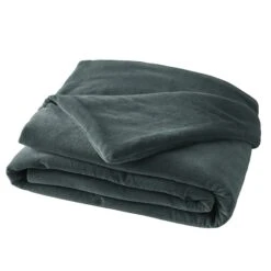 Edredon Velours De Coton (90 X 200 Cm) César Gris Ardoise -Eminza bout de lit gaze de coton 90 x 200 cm velours de coton c sar ardoise 122230 1665666830