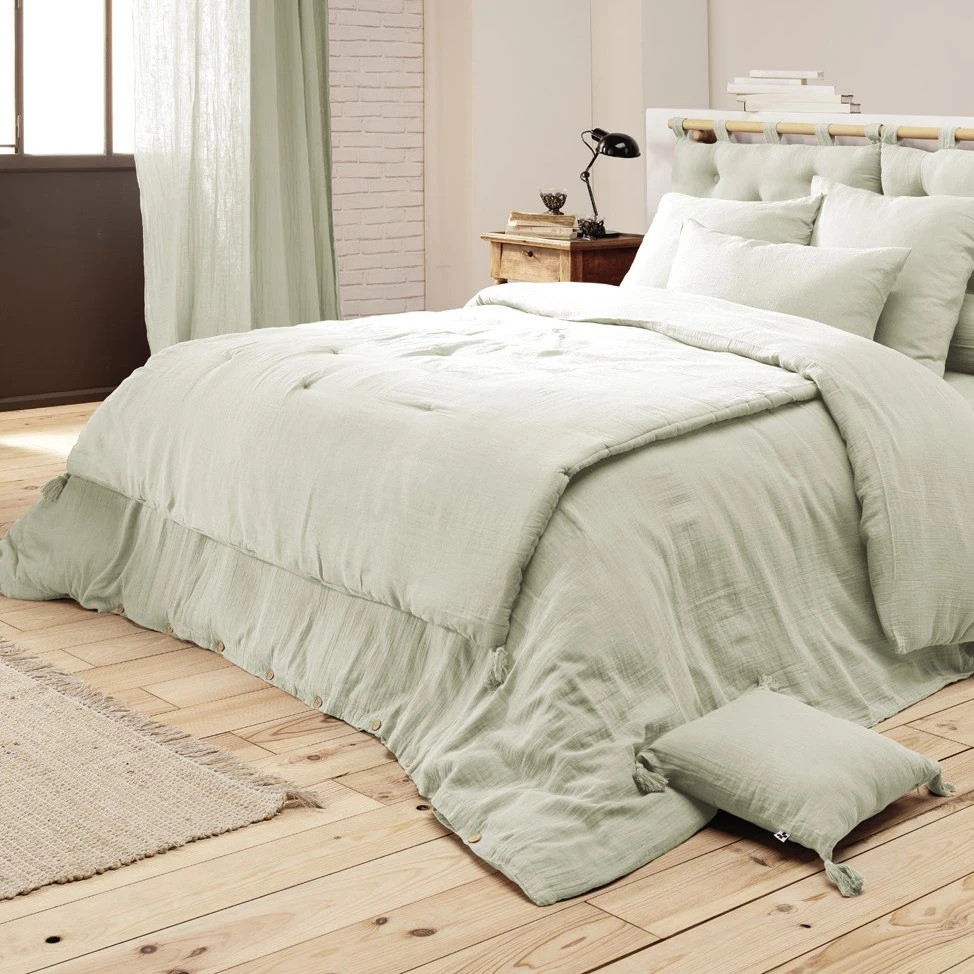 Cache-sommier Gaze de coton (140 x 190 cm) Gaïa Vert tilleul Cache-sommier Gaze De Coton (140 X 190 Cm) Gaïa Vert Tilleul -Eminza cache sommier gaze de coton 140 x 190 cm ga a vert tilleul 109409 1636038062