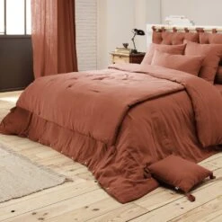 Cache-sommier Gaze De Coton (160 X 200 Cm) Gaïa Terracotta -Eminza cache sommier gaze de coton 160 x 200 cm ga a terracotta 109454 1636037346