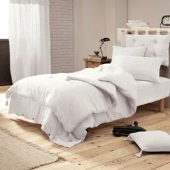 Cache-sommier Gaze De Coton (90 X 190 Cm) Gaïa Blanc Chantilly -Eminza cache sommier gaze de coton 90 x 190 cm ga a blanc chantilly 109340 1636039179