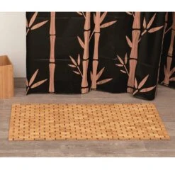 Tapis De Bain Caillebotis Bambou Beige