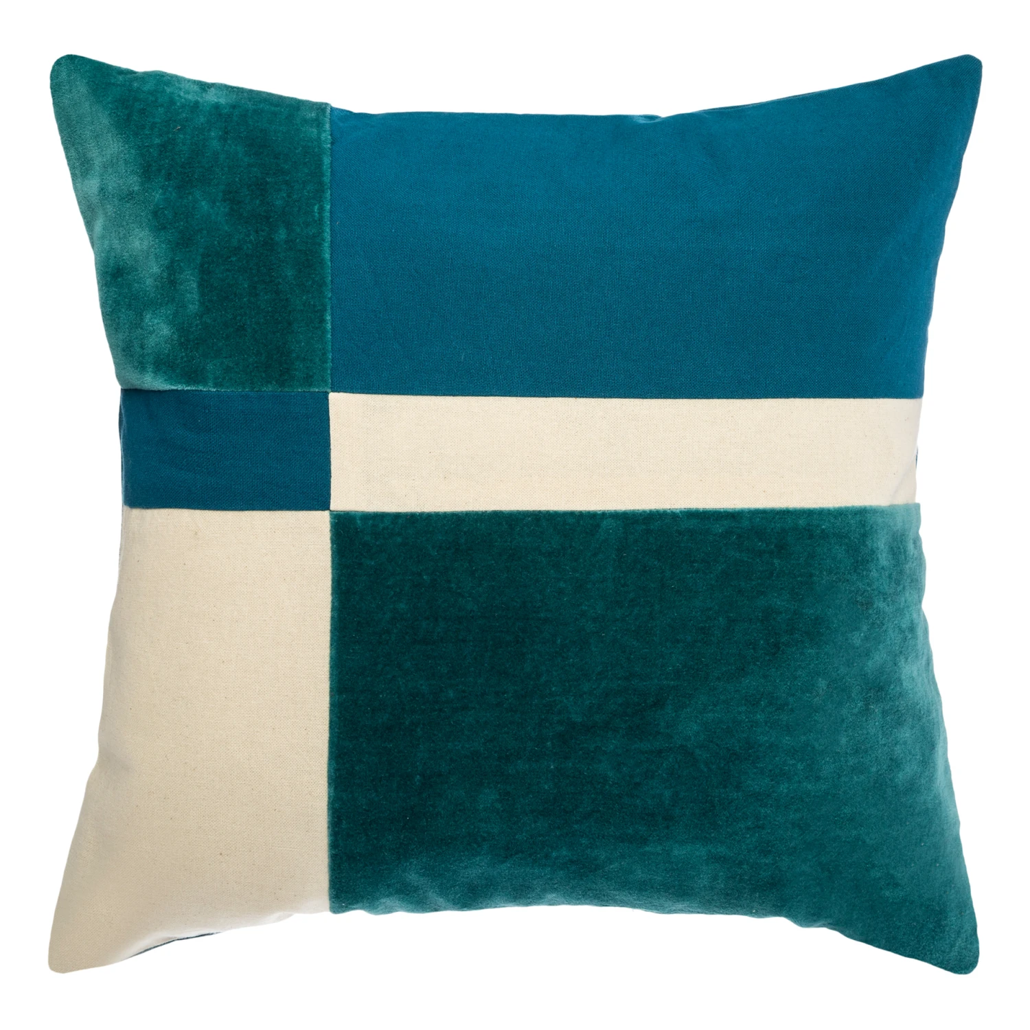Coussin carré (40 cm) Patch Bleu Coussin Carré (40 Cm) Patch Bleu -Eminza couss vel cot patch bleu 40x40 74495