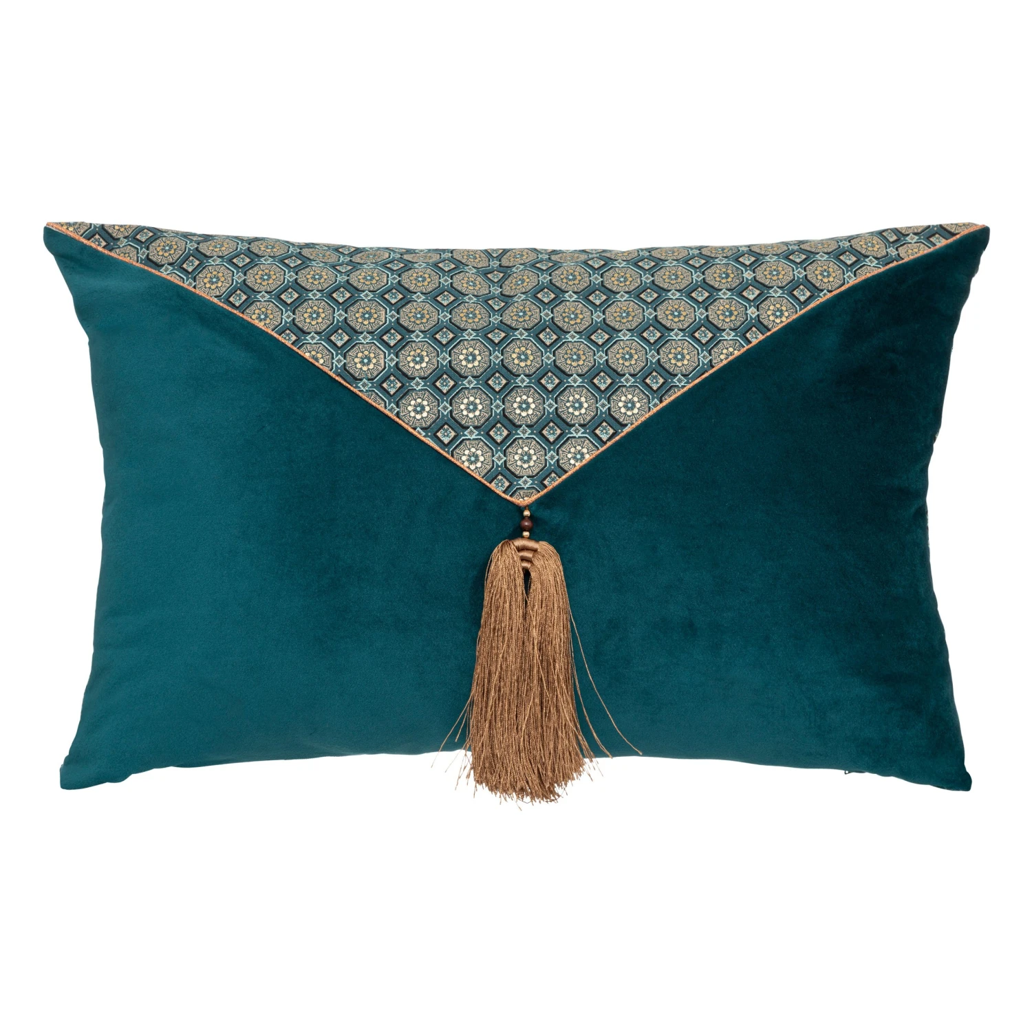 Coussin rectangulaire velours (58 cm) Pampille Bleu émeraude Coussin Rectangulaire Velours (58 Cm) Pampille Bleu émeraude -Eminza couss vel pampille jil 38x58 130742 1690458604