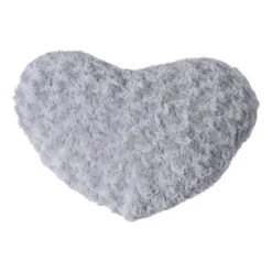 Coussin Cœur Bouclée Gris