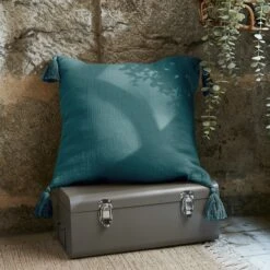 Coussin Carré Gaze De Coton (40 Cm) Gaïa Bleu Canard