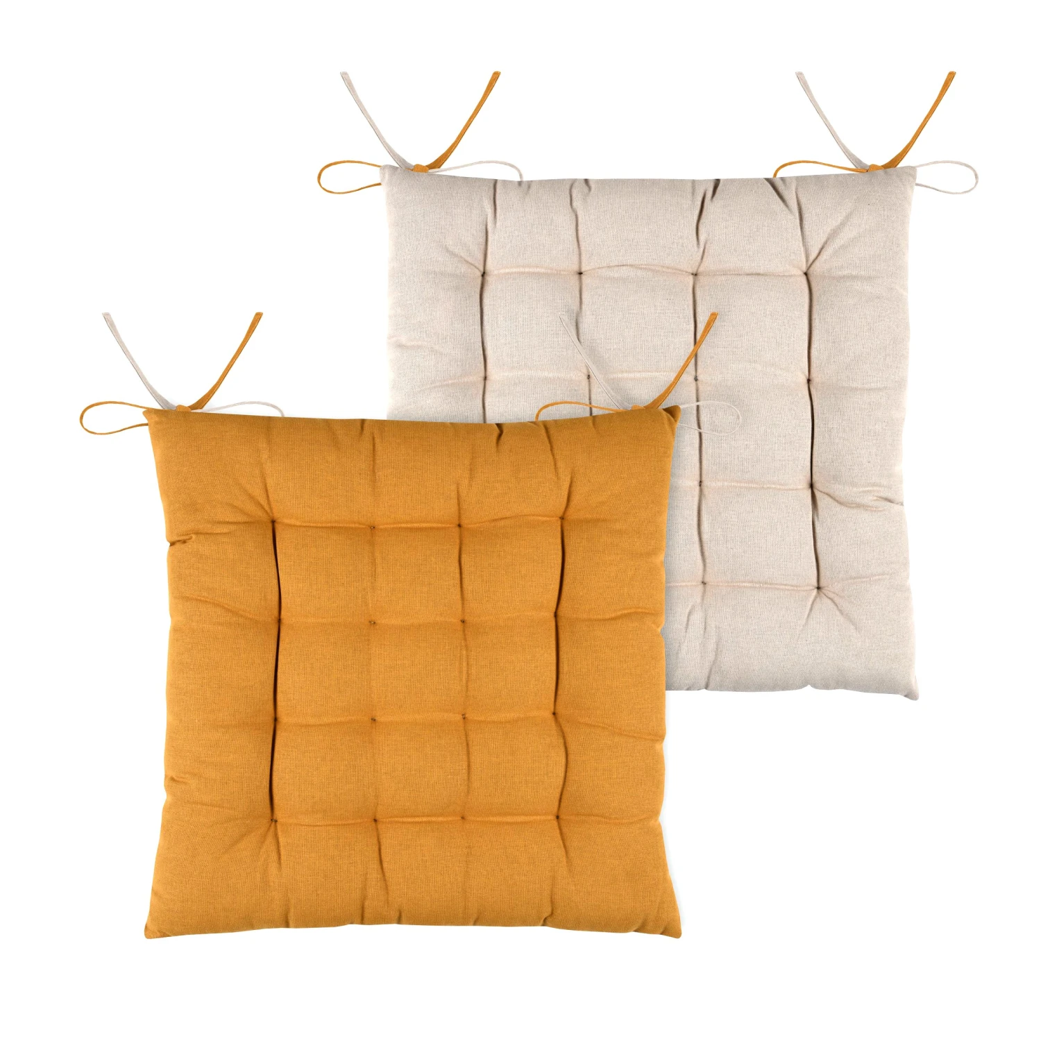 Coussin de chaise carré Duo Jaune safran Coussin De Chaise Carré Duo Jaune Safran -Eminza coussin de chaise carr duo jaune safran 129831 1689075854