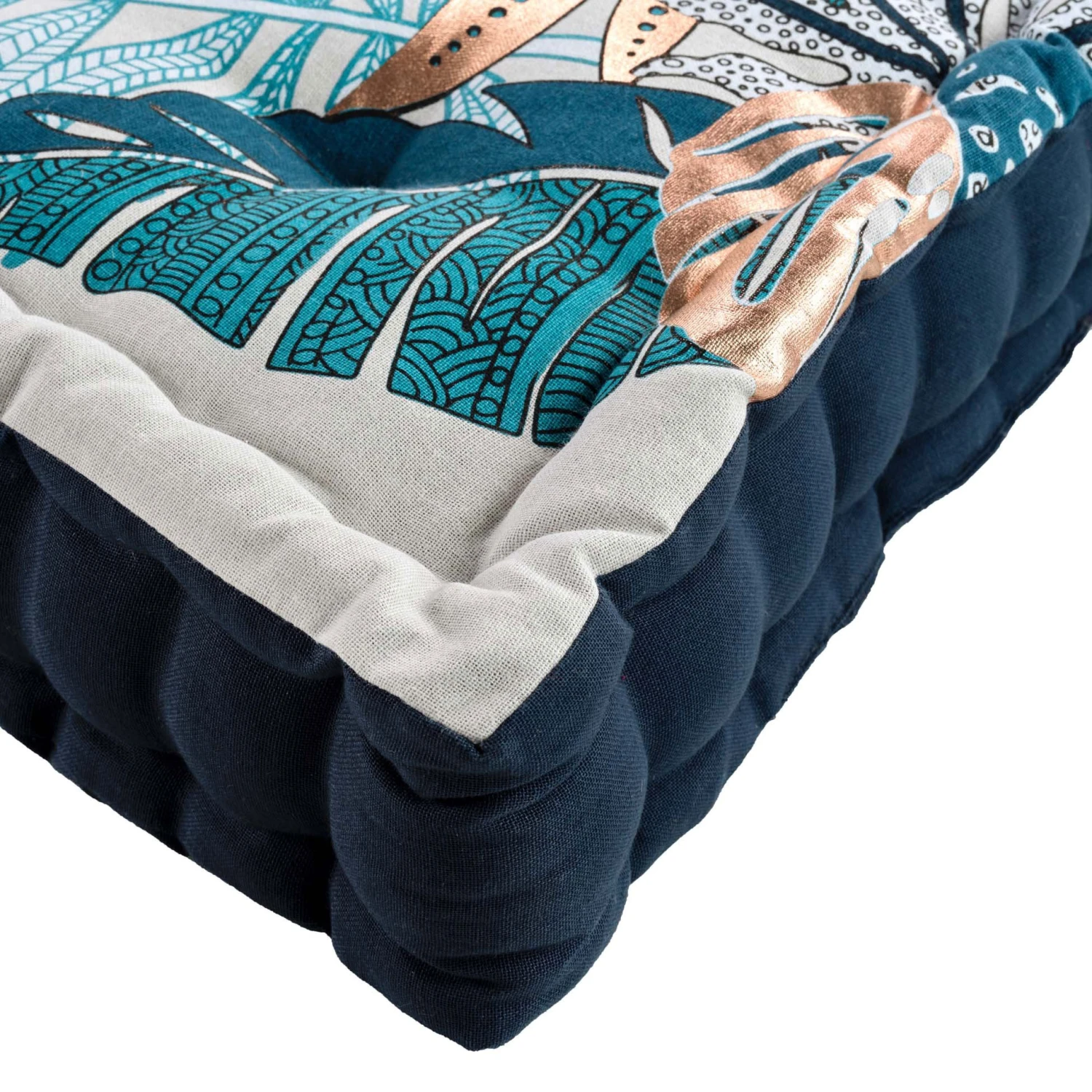 Coussin de sol (45 cm) Alianor Blanc Coussin De Sol (45 Cm) Alianor Blanc -Eminza coussin de sol 45 x 45 x 10 cm coton imprime metallise alianor naturel 106280 1627043945