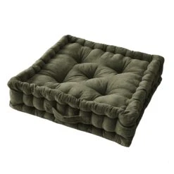 Coussin De Sol Velours De Coton (50 Cm) César Vert Thym