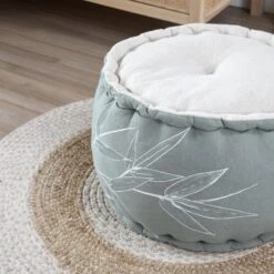 Coussin De Sol Coton Recyclé (45 X 30 Cm) Asana Vert Sauge