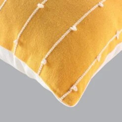 Coussin Carré Coton Recyclé (45 Cm) Linechic Jaune 4 Coussin Carré Coton Recyclé (45 Cm) Linechic Jaune -Eminza coussin dehous compr 45 x 45 cm coton recycle fils coupes grs linechic jaune 130451 1690271891