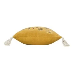 Coussin Rectangulaire Coton Recyclé (50 Cm) Suzanne Jaune -Eminza coussin dehous compr pomp 30x50 cm coton recycle imp grs suzanne jaune des place 130414 1690289364