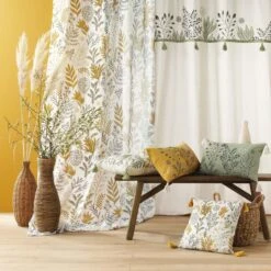 Coussin Rectangulaire Coton Recyclé (50 Cm) Suzanne Jaune -Eminza coussin dehous compr pomp 30x50 cm coton recycle imp grs suzanne jaune des place 130414 1690289389