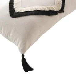 Coussin Rectangulaire (50 Cm) Malory Noir -Eminza coussin dehous compr pompons 30 x 50 cm polycoton uni fantaisie malory noir 130463 1690208590