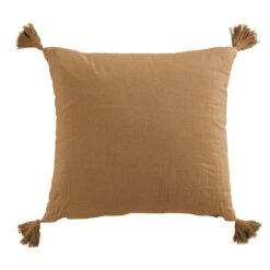 Coussin Carré Gaze De Coton (40 Cm) Gaïa Camel -Eminza coussin dhoussable avec pompons gaze de coton 40 x 40 cm gaia camel 109187 1631612311