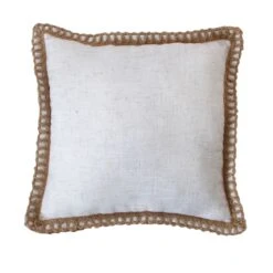 Coussin Carré Coton (42 Cm) Eva Blanc -Eminza coussin dhoussable eva avec bourdon corde et fermeture par zip 42x42 cm blanc 127278 1675158110