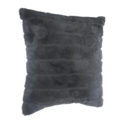 Coussin Carré Fausse Fourrure (45 Cm) Manoir Gris Foncé