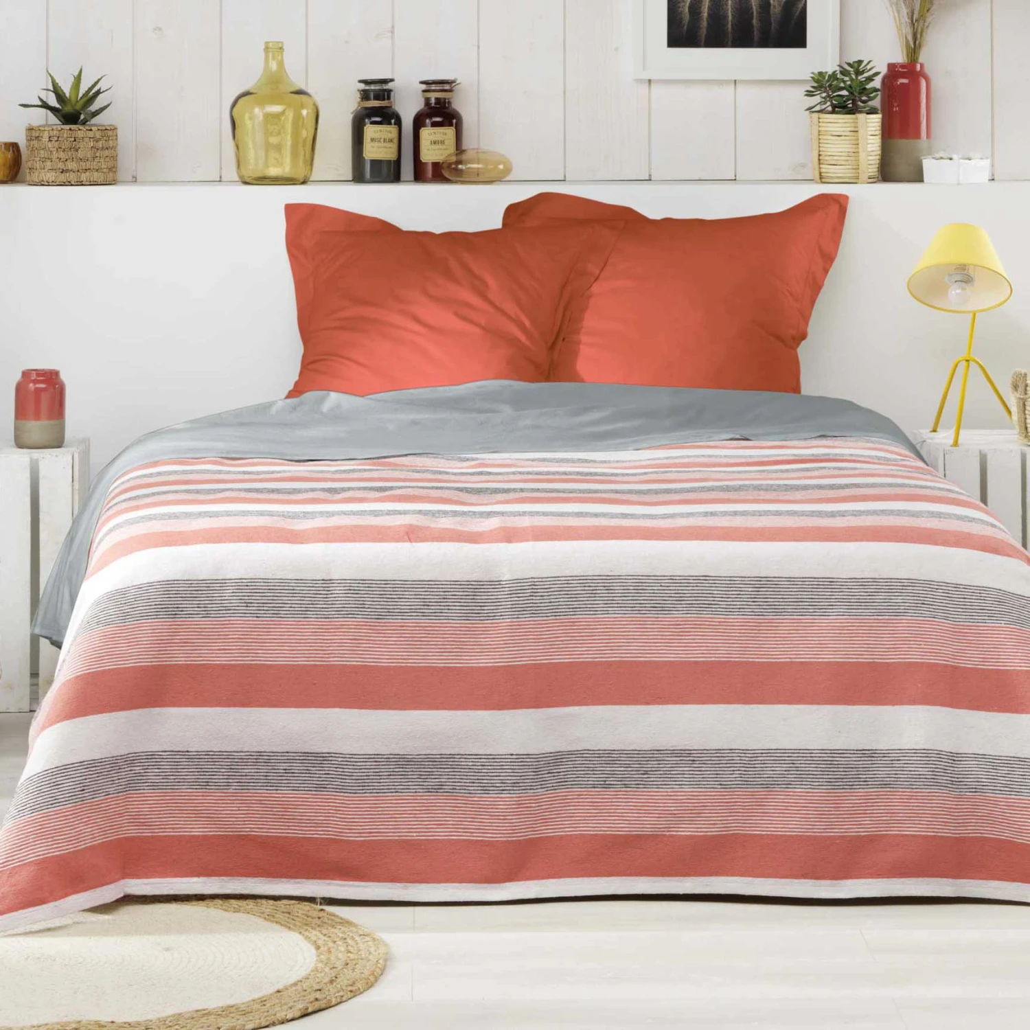 Couvre-lit (180 x 220 cm) Fiby Terracotta Couvre-lit (180 X 220 Cm) Fiby Terracotta -Eminza couvre lit 180 x 220 cm fiby terracotta 113534 1651570273
