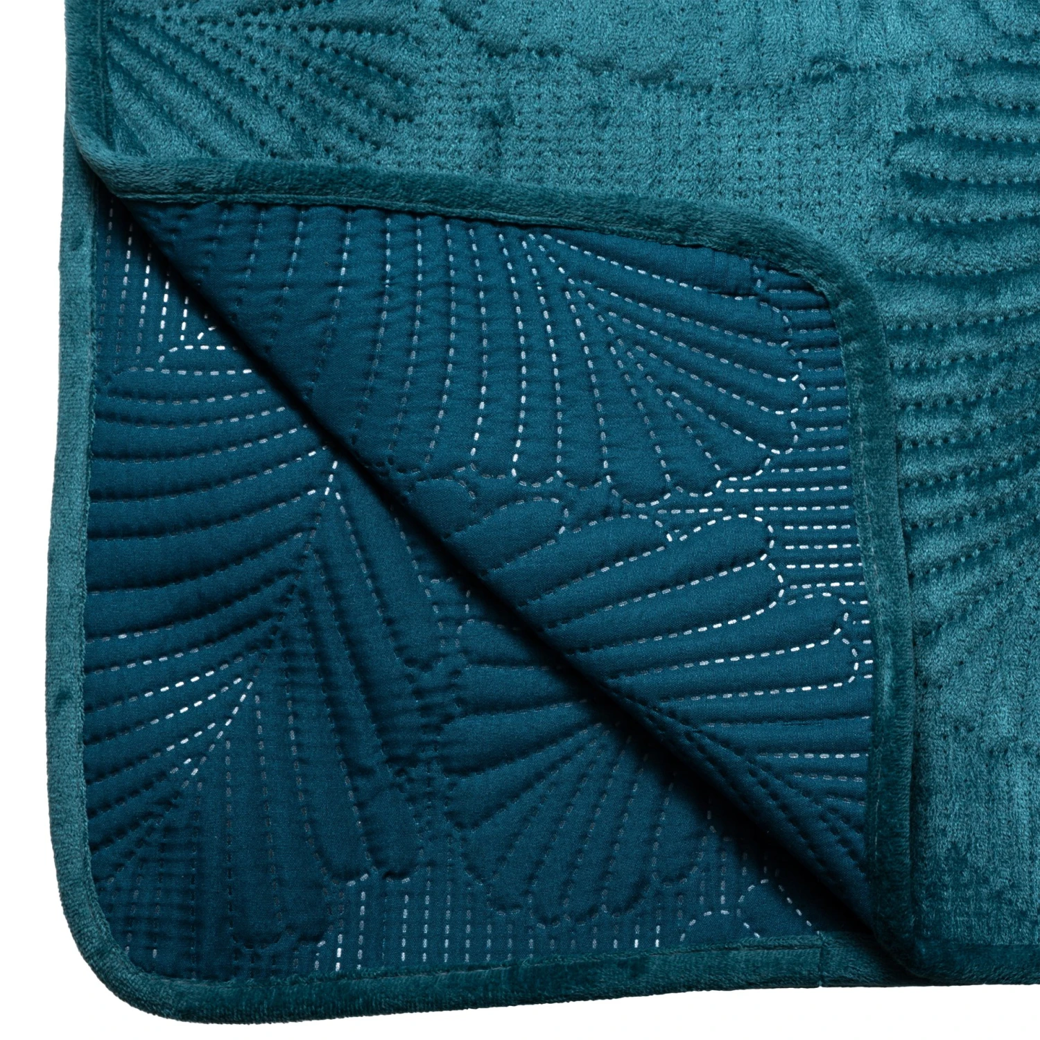 Couvre-lit (260 x 240 cm) Feuilles Bleu canard Couvre-lit (260 X 240 Cm) Feuilles Bleu Canard -Eminza dessus lit vel feuil ca240x260 105452 1626359688