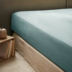 Drap Housse Gaze De Coton (140 Cm) Gaïa Bleu Canard