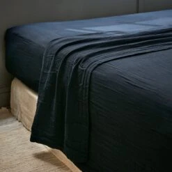 Drap Plat Gaze De Coton (240 Cm) Gaïa Bleu Nuit